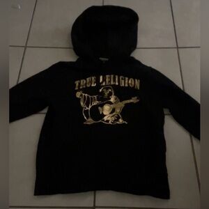 True Religion Kids Black Hoodie with Gold Graphic